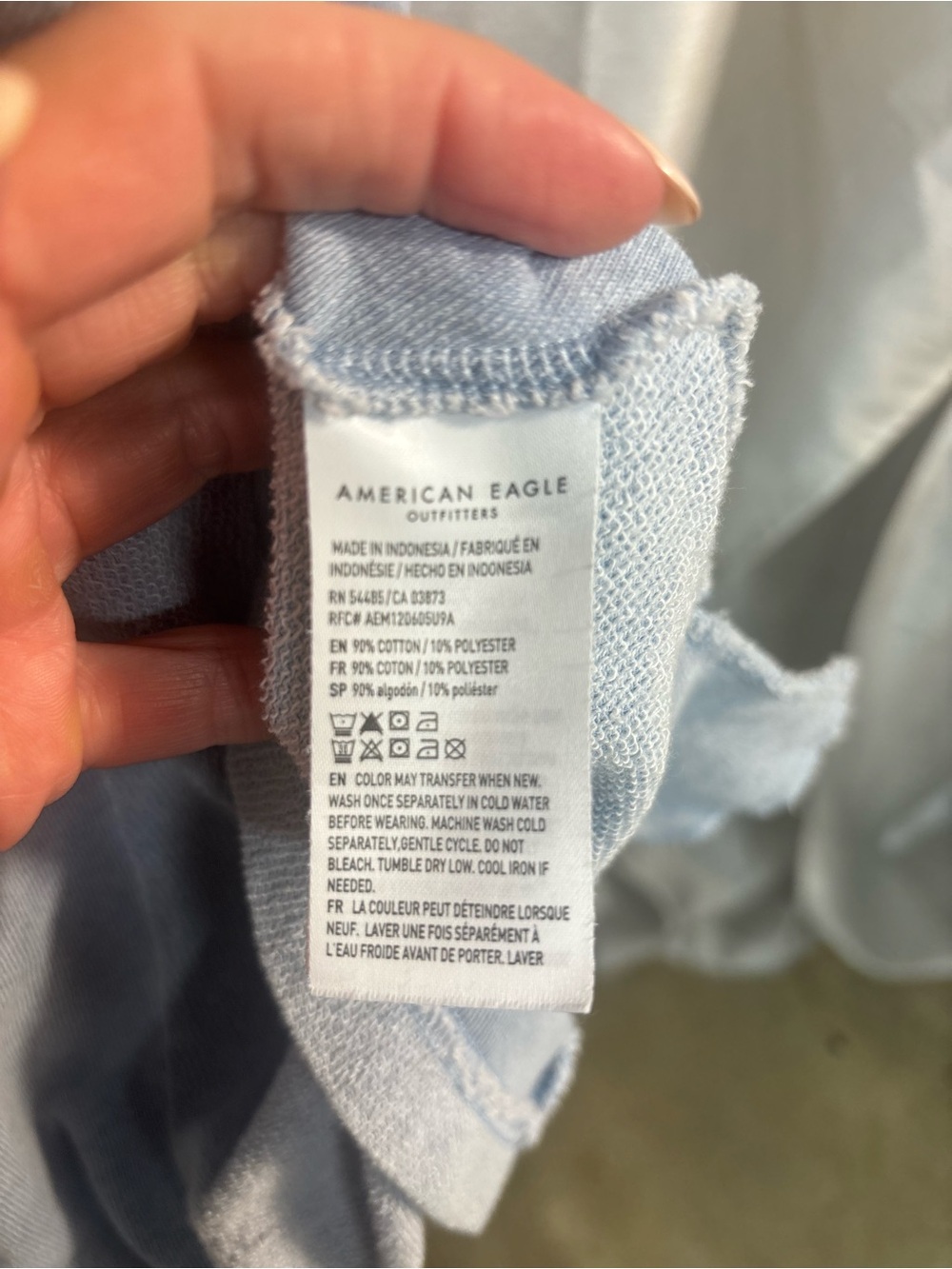 American Eagle Blue Sweatshirt Dress L Oversized Lagenlook Raw Seam Coastal - Picture 4 of 5
